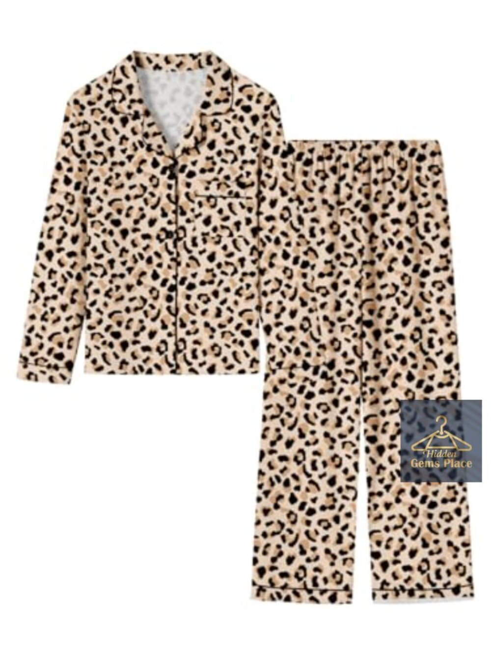 Girls Long Sleeve Button Down Pajama Set Soft Spandex Polyester 2 Piece Pjs